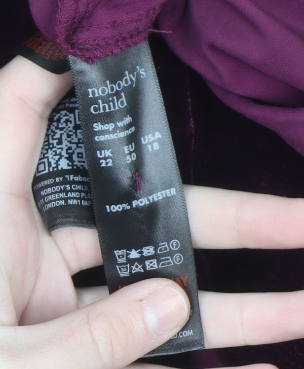 Nobody's Child Women's Purple Velvet Wide-Leg Trousers Size 22