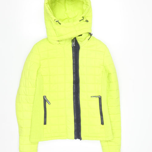 Superdry Women's Yellow Hooded Puffer Jacket Size S