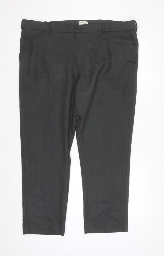 Farah Classic Men's Grey 42W 29L Straight Formal Trousers