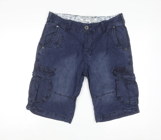 Denim Co. Men's Blue Cargo Shorts Size L W36 Cotton Casual