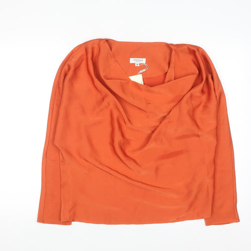 Jovonna London Women's Orange Cowl Neck Long Sleeve Blouse XS