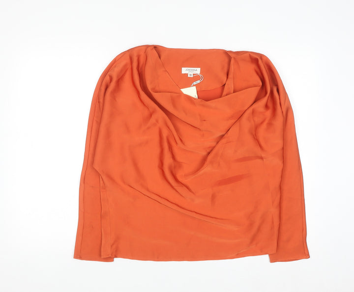 Jovonna London Women's Orange Cowl Neck Long Sleeve Blouse XS