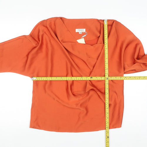 Jovonna London Women's Orange Cowl Neck Long Sleeve Blouse XS