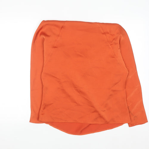 Jovonna London Women's Orange Cowl Neck Long Sleeve Blouse XS