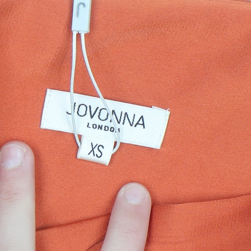 Jovonna London Women's Orange Cowl Neck Long Sleeve Blouse XS