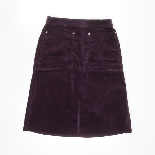 Marks and Spencer Women Purple A-Line Corduroy Skirt Size 10