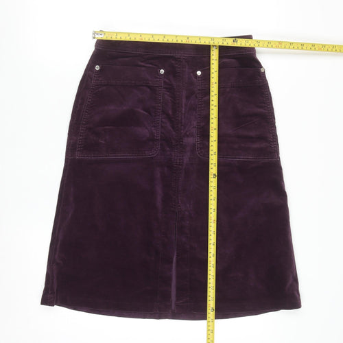Marks and Spencer Women Purple A-Line Corduroy Skirt Size 10