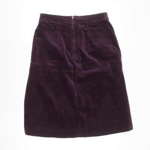 Marks and Spencer Women Purple A-Line Corduroy Skirt Size 10