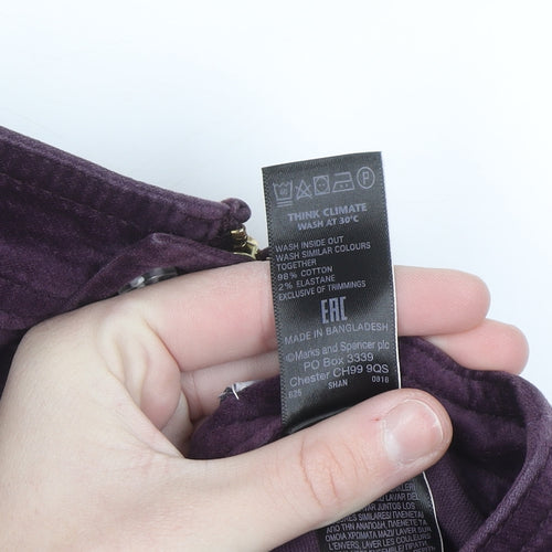 Marks and Spencer Women Purple A-Line Corduroy Skirt Size 10