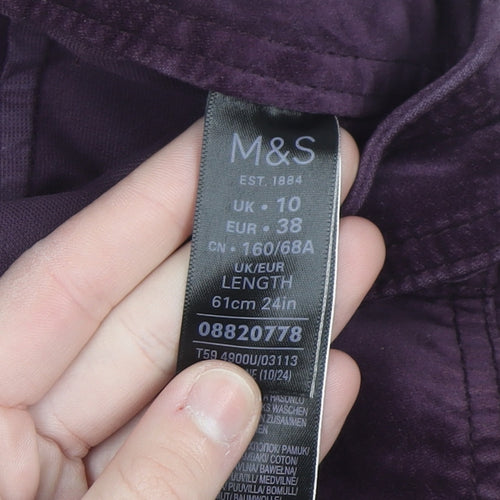 Marks and Spencer Women Purple A-Line Corduroy Skirt Size 10