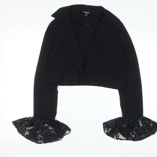 Boohoo Women's Black Lace Cuff Cropped Cardigan UK 10