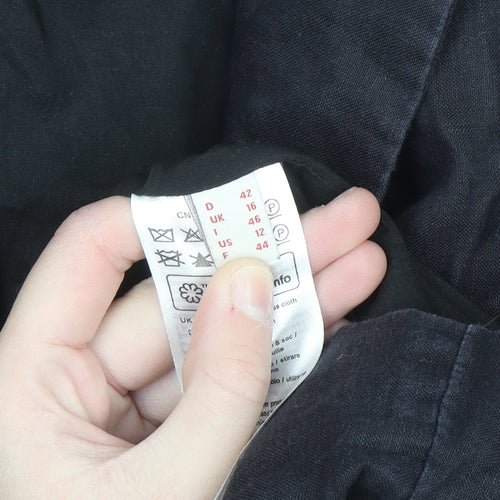 Esprit Womens Black Linen Blazer Jacket Size 16 Regular Fit