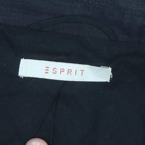 Esprit Womens Black Linen Blazer Jacket Size 16 Regular Fit