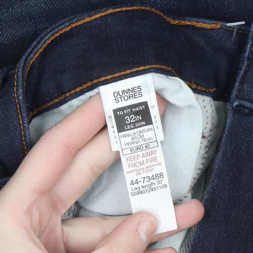 Dunnes Stores Men's Blue Slim Straight Jeans 32W 30L Dark Wash Denim