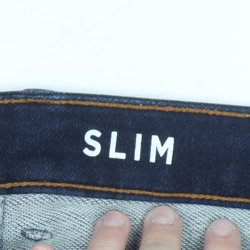Dunnes Stores Men's Blue Slim Straight Jeans 32W 30L Dark Wash Denim