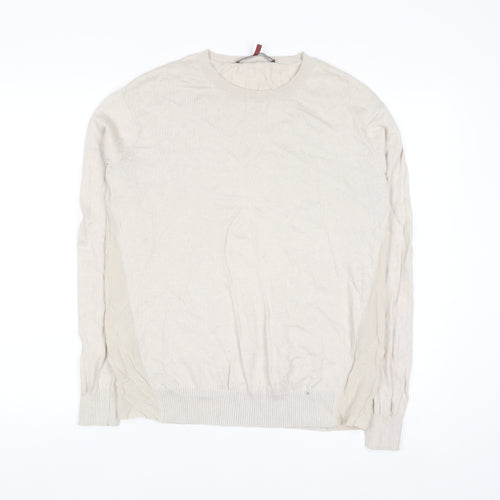 Comptoir des Cotonniers Women Beige L Crew Neck Pullover Jumper