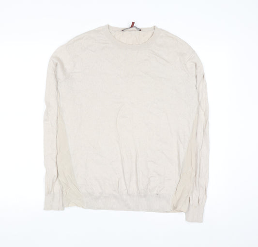 Comptoir des Cotonniers Women Beige L Crew Neck Pullover Jumper