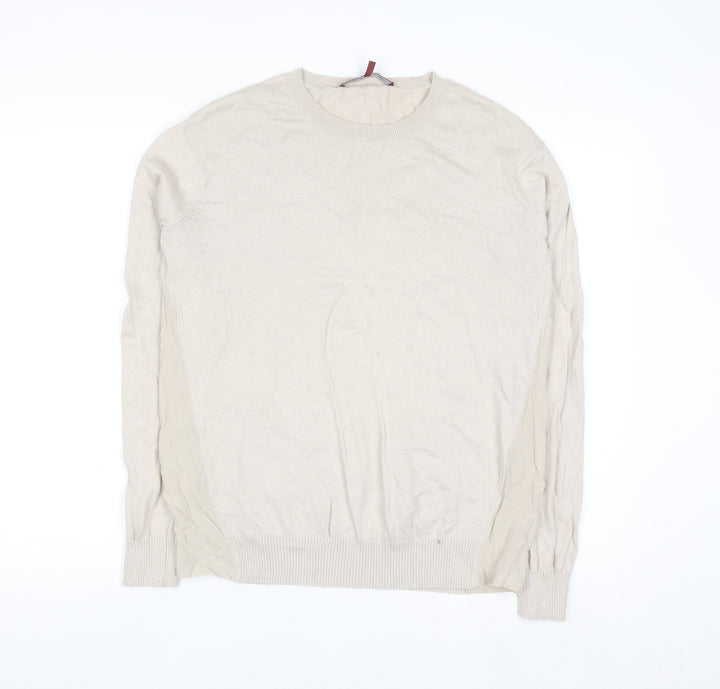 Comptoir des Cotonniers Women Beige L Crew Neck Pullover Jumper