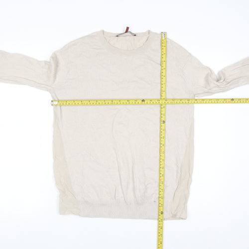 Comptoir des Cotonniers Women Beige L Crew Neck Pullover Jumper