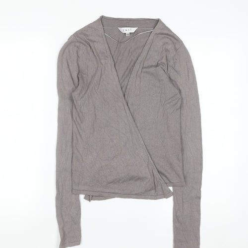 EAST Women’s Grey Wrap V-Neck Lightweight Knit Jumper Size 10