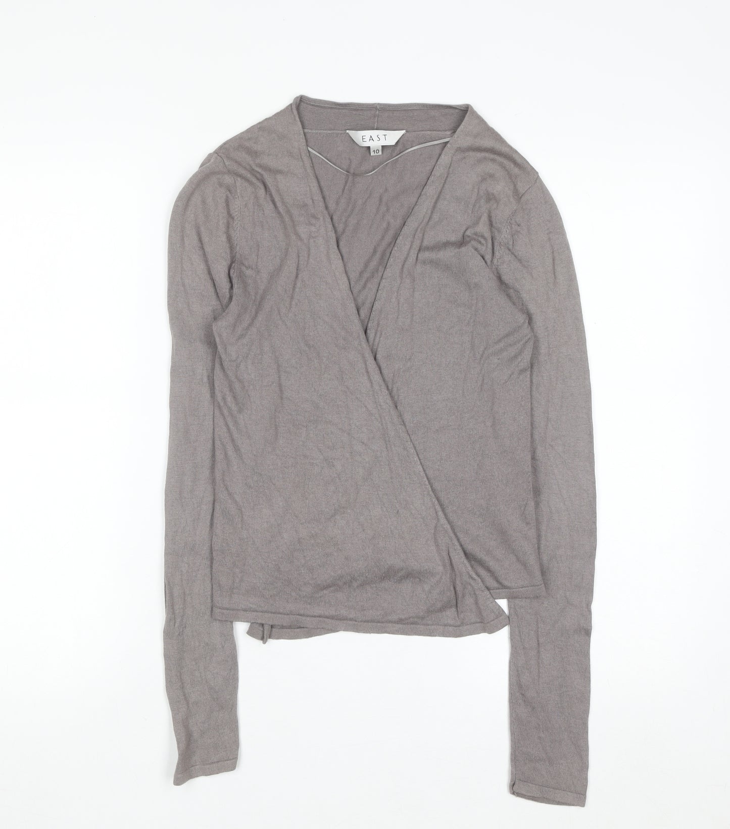 EAST Women’s Grey Wrap V-Neck Lightweight Knit Jumper Size 10