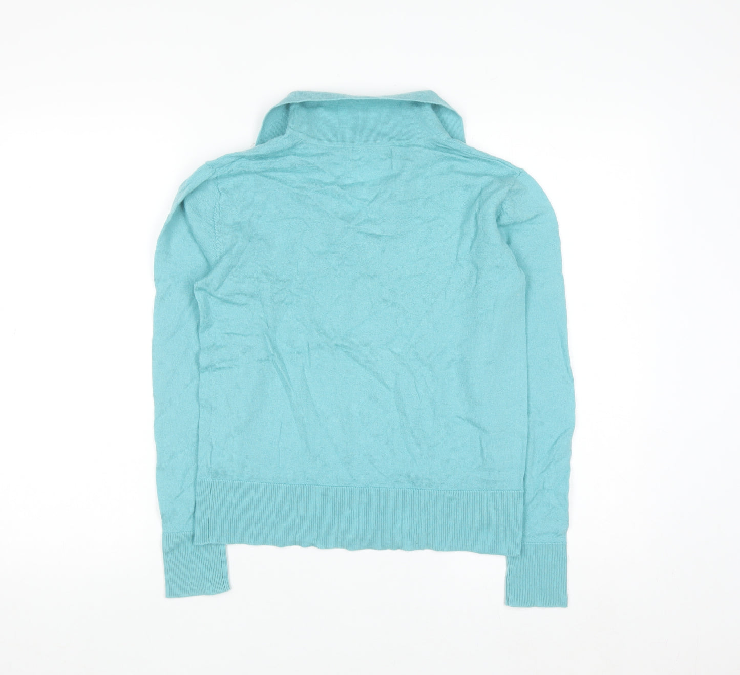 Marks and Spencer Women's Blue Merino Wool Collared Henley Jumper Size S