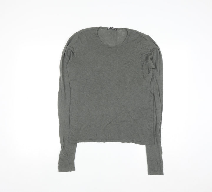 ZARA Women Grey Wool Long Sleeve Pullover Jumper Size 14