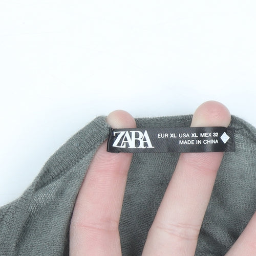 ZARA Women Grey Wool Long Sleeve Pullover Jumper Size 14
