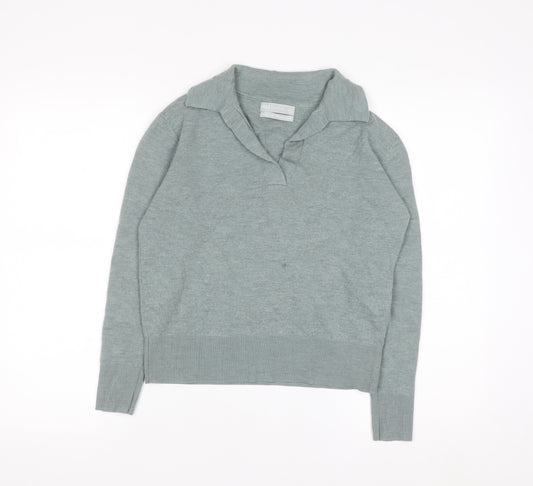 Marks and Spencer Women’s Green Merino Wool Collared Jumper Size S