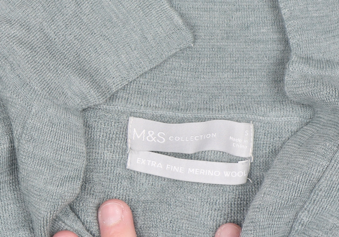 Marks and Spencer Women’s Green Merino Wool Collared Jumper Size S