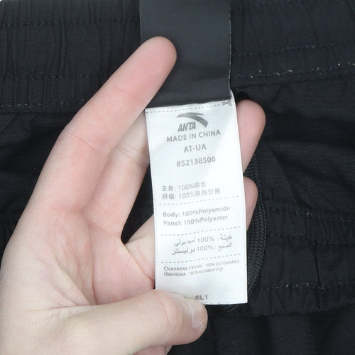 Anta Men's Black 2XL Jogger Activewear Trousers with Side Stripes
