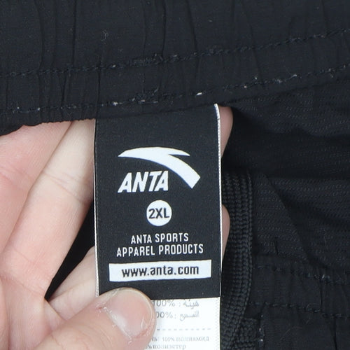 Anta Men's Black 2XL Jogger Activewear Trousers with Side Stripes