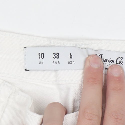 Denim Co. Women's White Size 10 Straight Stretch Jeans