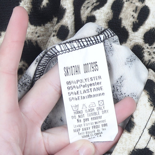 AX Paris Women Beige Leopard Print Stretch Pencil Skirt Size 14