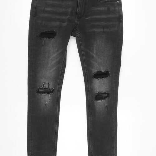 Pre London Men's Black Distressed Skinny Jeans 30R