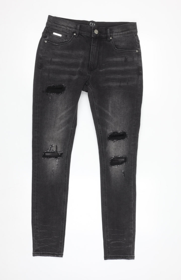 Pre London Men's Black Distressed Skinny Jeans 30R