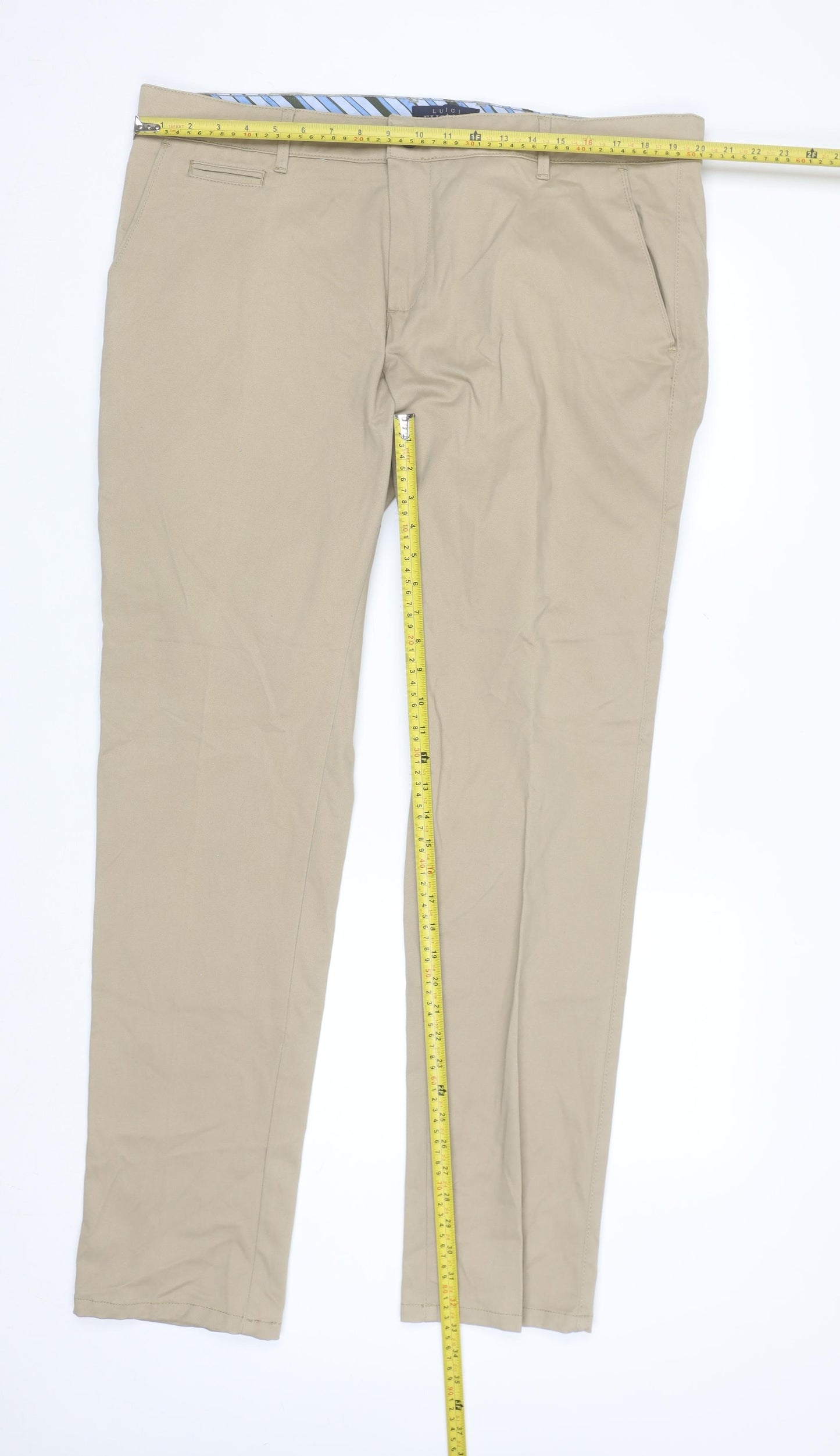 Luigi Fusaro Men’s Beige Chino Trousers Size 2XL Regular Fit