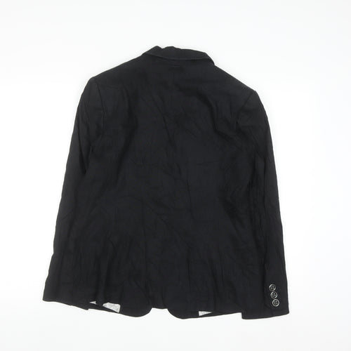 Marks and Spencer Women's Black Linen Blend Blazer Jacket Size 14