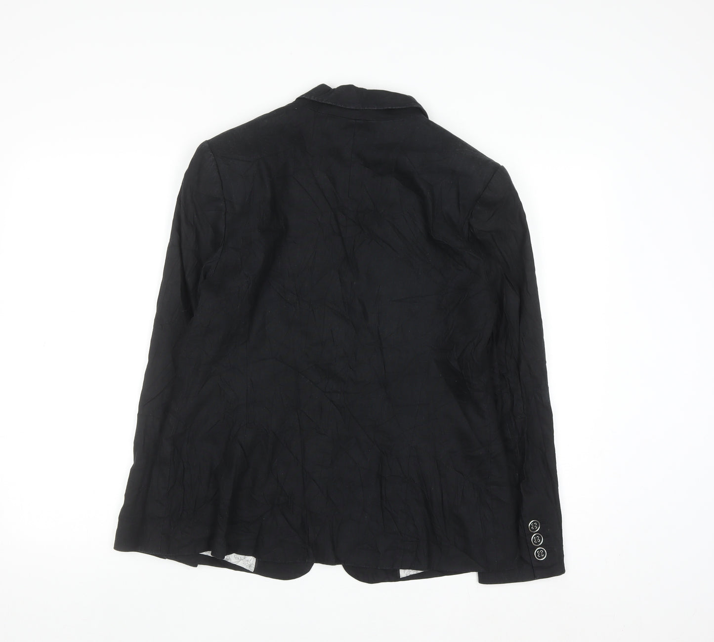 Marks and Spencer Women's Black Linen Blend Blazer Jacket Size 14