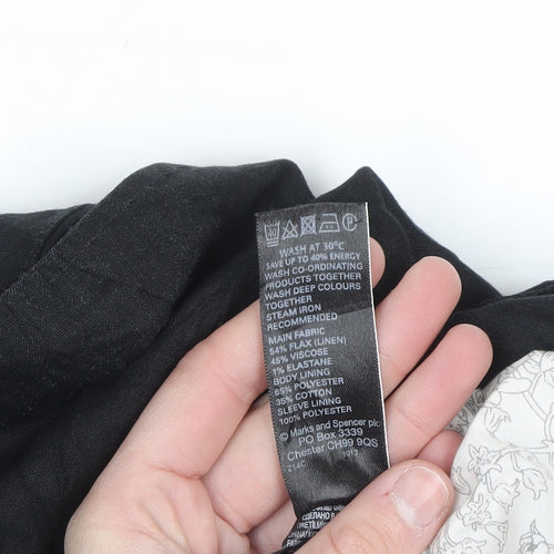 Marks and Spencer Women's Black Linen Blend Blazer Jacket Size 14