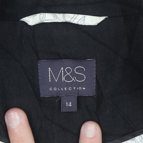 Marks and Spencer Women's Black Linen Blend Blazer Jacket Size 14