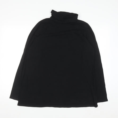Yours Women's Black Roll Neck Long Sleeve Cotton Top Size 18