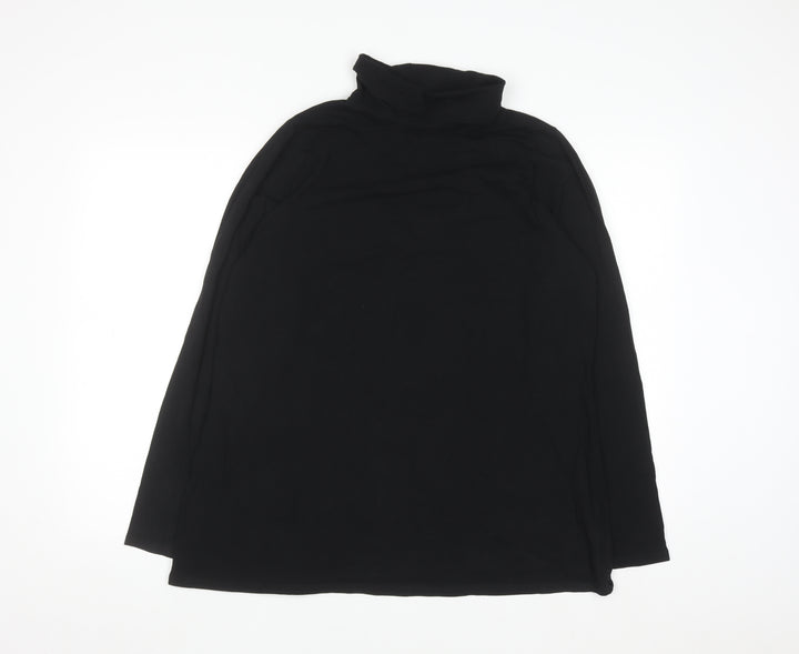 Yours Women's Black Roll Neck Long Sleeve Cotton Top Size 18
