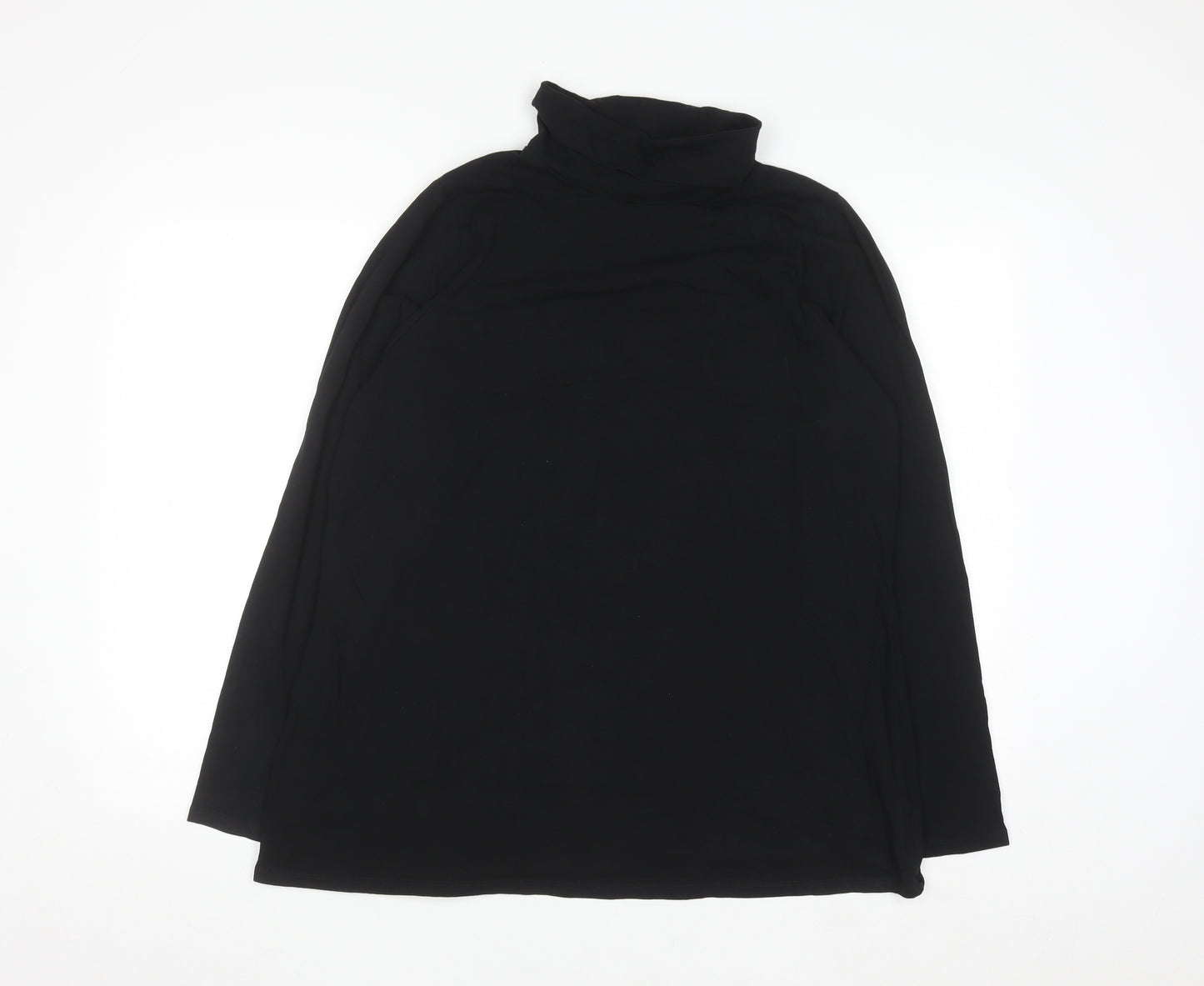 Yours Women's Black Roll Neck Long Sleeve Cotton Top Size 18