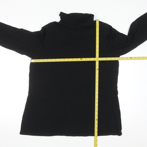 Yours Women's Black Roll Neck Long Sleeve Cotton Top Size 18