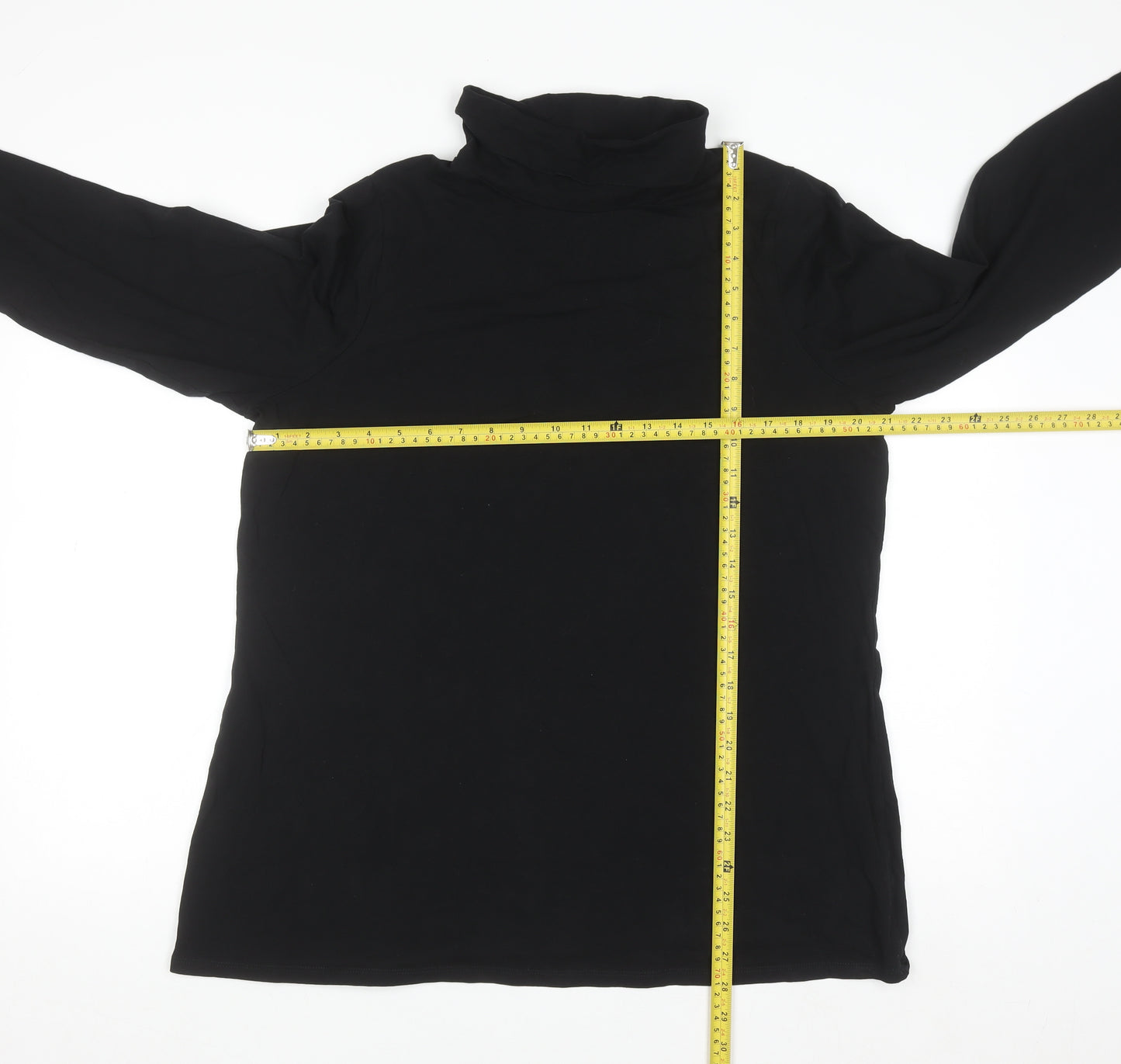 Yours Women's Black Roll Neck Long Sleeve Cotton Top Size 18