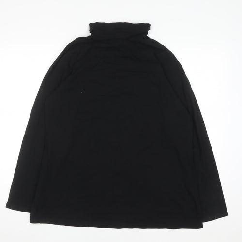 Yours Women's Black Roll Neck Long Sleeve Cotton Top Size 18