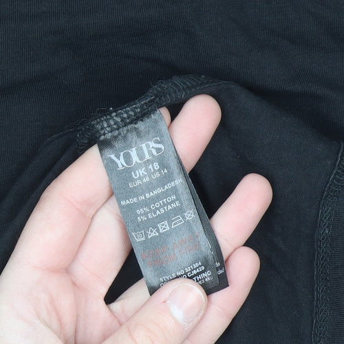 Yours Women's Black Roll Neck Long Sleeve Cotton Top Size 18