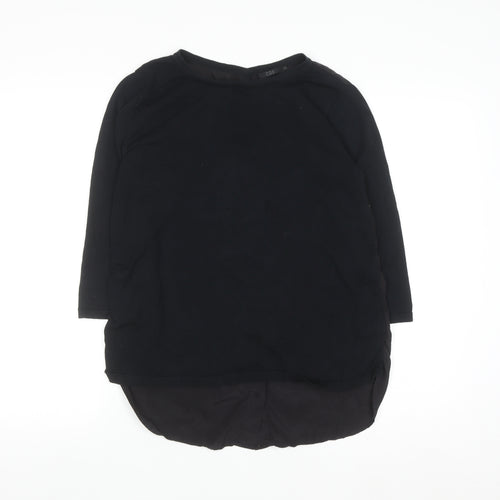 COS Women Black 3/4 Sleeve Silk Back Cotton Blouse Size S