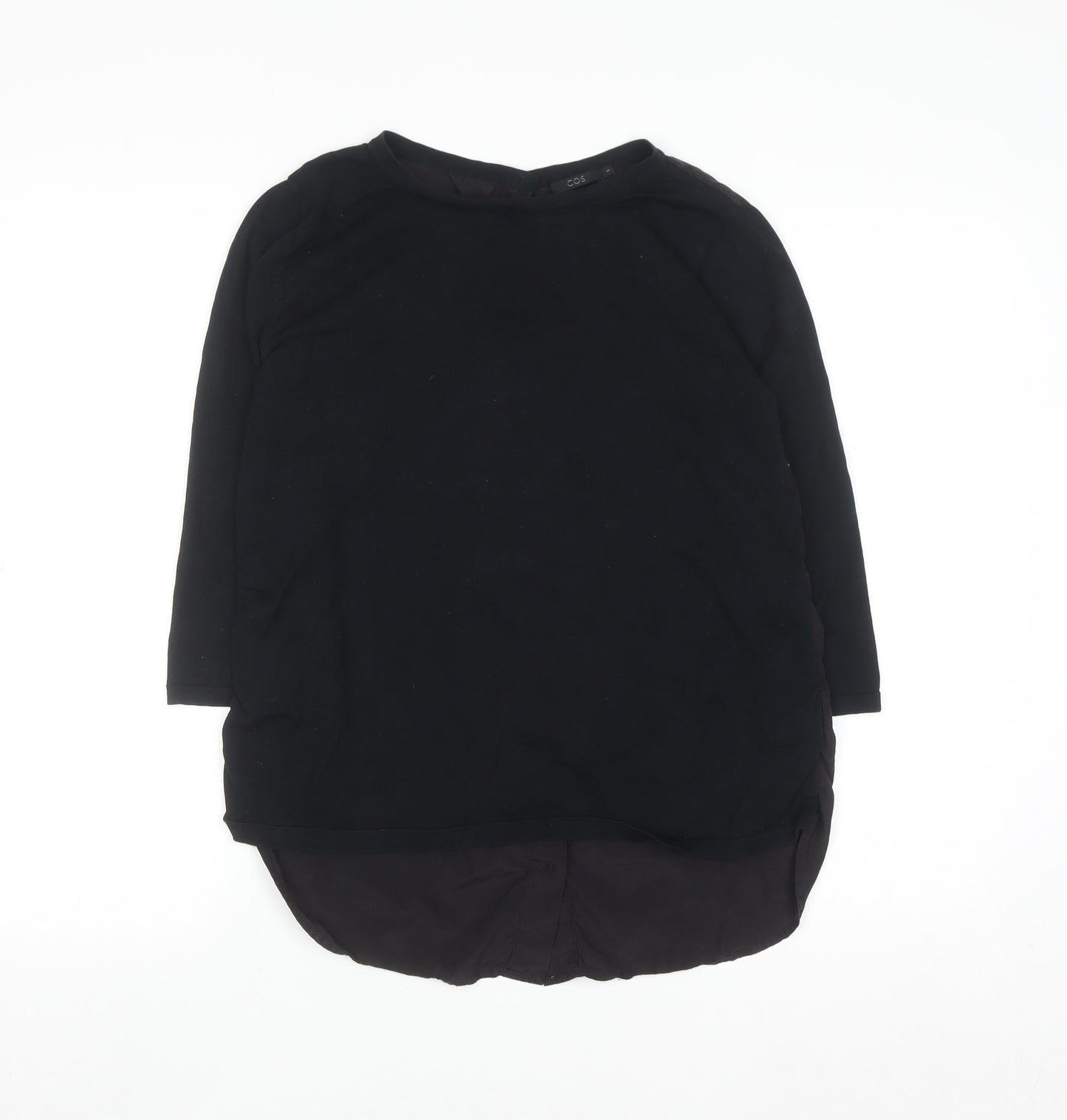 COS Women Black 3/4 Sleeve Silk Back Cotton Blouse Size S